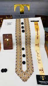 DENIZ ORIGINAL GOLD  KASHMIRI IMPORTED KURTA SALWAR PATHANI.(GUL AHMED COTTON INTERNATIONAL)